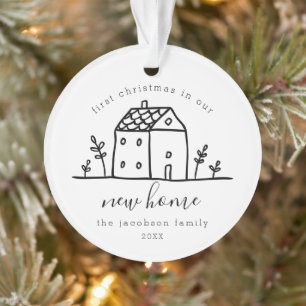 Niedlich House Doodle Erste Weihnachtsfeier auf de Ornament