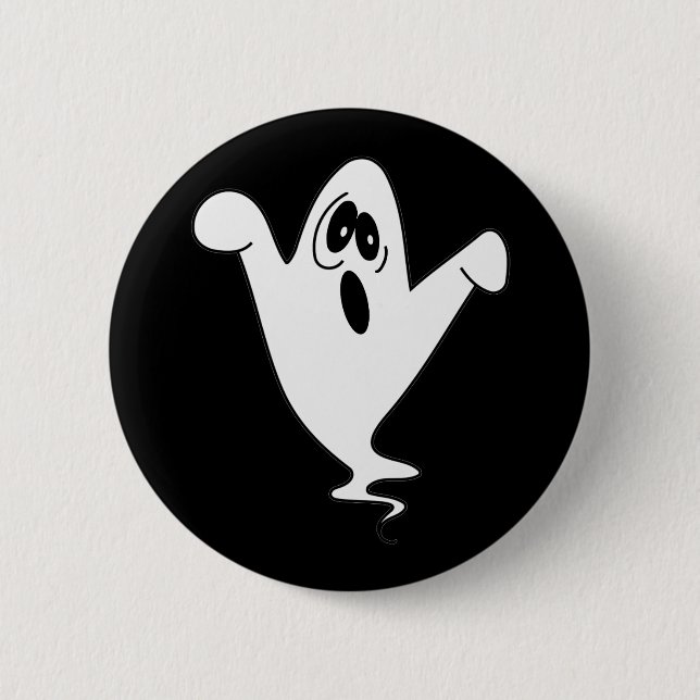 Niedlich Howling Ghost Halloween Button (Vorderseite)