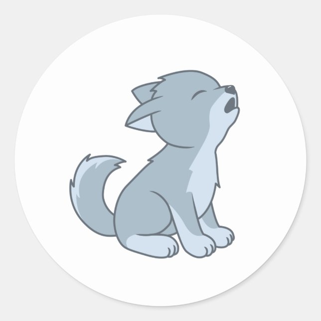 Niedlich Howling Wolf Pup Runder Aufkleber (Vorderseite)