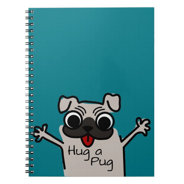 Niedlich Hug eines Mops Aquamarin Notizblock (Vorderseite)
