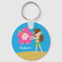 Niedlich Hula Girl Kids Custom Blue Beach Monogram