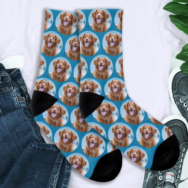 Niedlich Hund Aquamarines blaues Foto Socken (Von Creator hochgeladen)