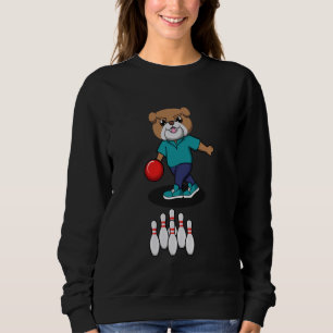 Niedlich Hund Bowling Ironic Pet Hobby Sports Sweatshirt