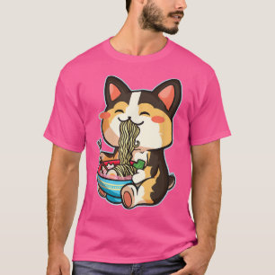 Niedlich Hund Corgi Eating Ramen - Otaku Manga Kaw T-Shirt