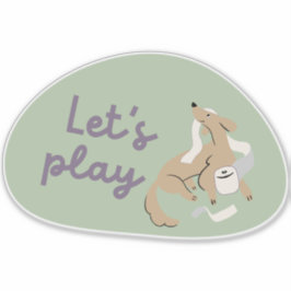 Niedlich, Hund, grüner Hintergrund "Lass uns spiel Aufkleber