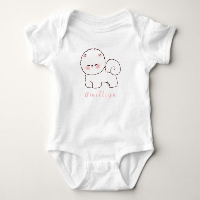 Niedlich Hund Personalisiert Name Morden Baby Strampler (Vorderseite)