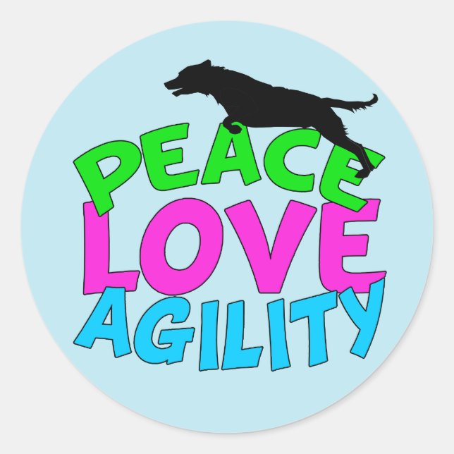 Niedlich Hunde Agility Blau Runder Aufkleber (Vorderseite)