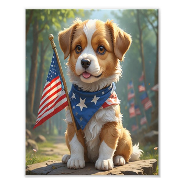 Niedlich Hunde amerikanische Unabhängigkeitstag Fotodruck (Vorne)