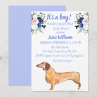 Niedlich Hunde Dackel Floral Blue Weiner Baby Boy