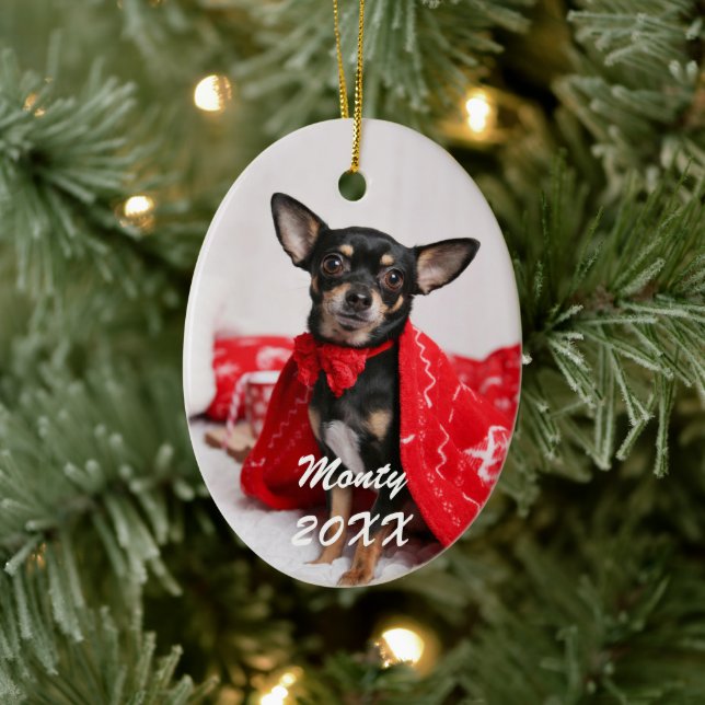 Niedlich Hunde Foto Keramik Ornament (Baum)
