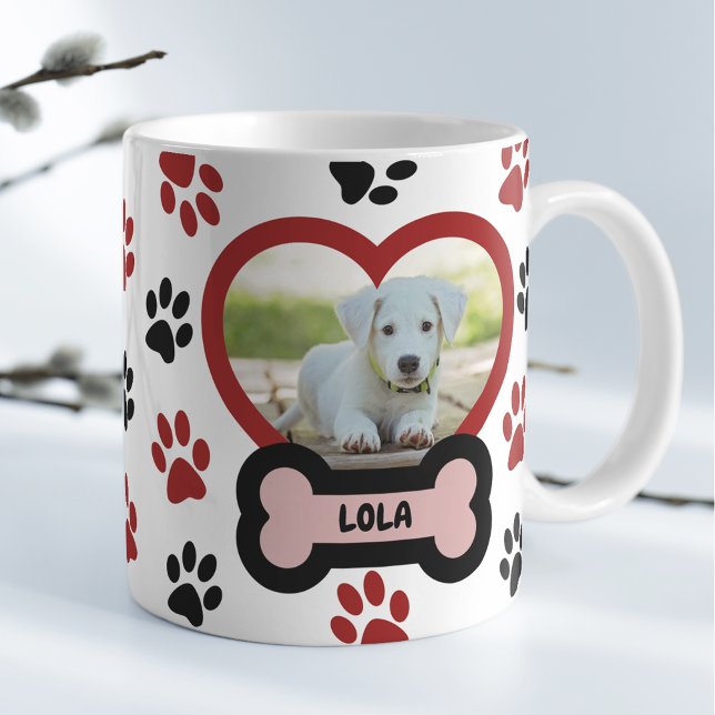 Niedlich Hunde Hund Foto Herz rotes und schwarzes  Kaffeetasse (Von Creator hochgeladen)