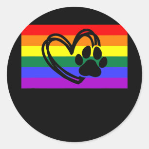 Niedlich Hunde Mama Vater Paw LGBTQ Gay Pride Flag Runder Aufkleber