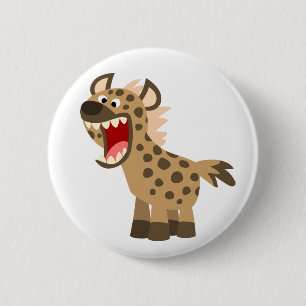 Niedlich Hungerfestungen Cartoon Hyena Button