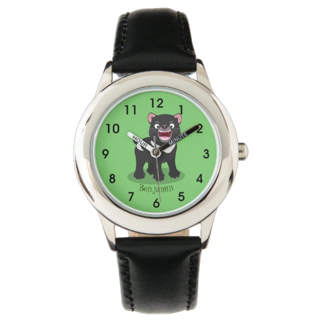 Niedlich hungriger Tasmanischer Teufel Cartoon Ill Armbanduhr (Vorderseite)