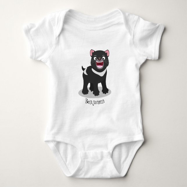 Niedlich hungriger Tasmanischer Teufel Cartoon Ill Baby Strampler (Vorderseite)