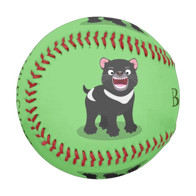 Niedlich hungriger Tasmanischer Teufel Cartoon Ill Baseball (Vorderseite Links)
