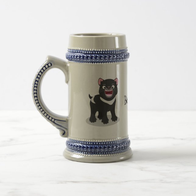 Niedlich hungriger Tasmanischer Teufel Cartoon Ill Bierglas (Links)