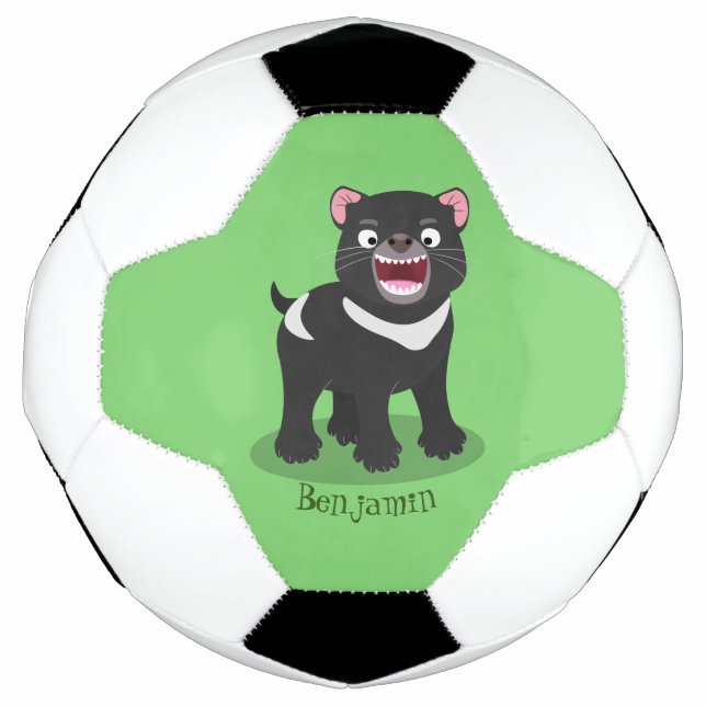 Niedlich hungriger Tasmanischer Teufel Cartoon Ill Fußball (Vorderseite)