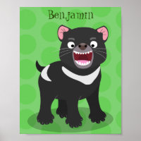 Niedlich hungriger Tasmanischer Teufel Cartoon Ill