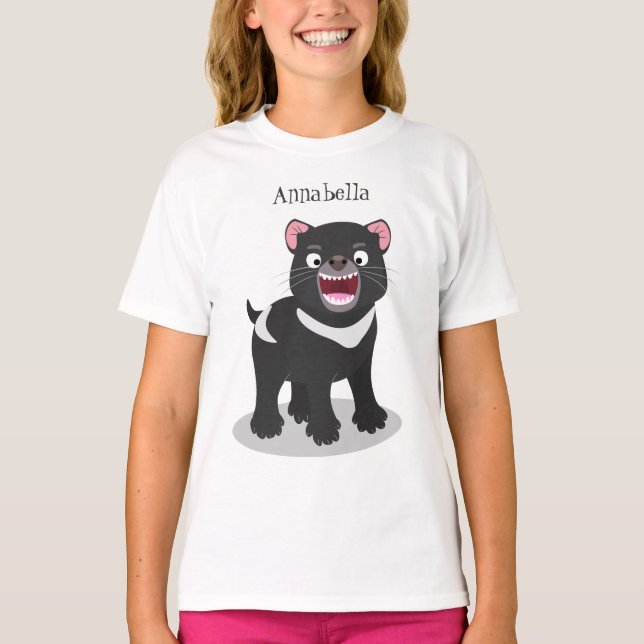Niedlich hungriger Tasmanischer Teufel Cartoon Ill T-Shirt (Vorderseite)