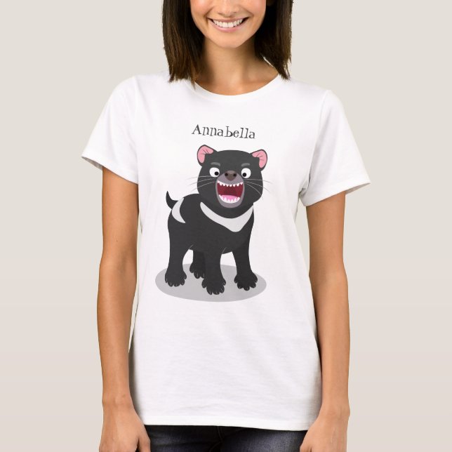 Niedlich hungriger Tasmanischer Teufel Cartoon Ill T-Shirt (Vorderseite)