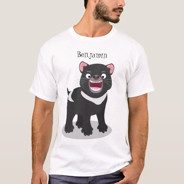 Niedlich hungriger Tasmanischer Teufel Cartoon Ill T-Shirt (Vorderseite)