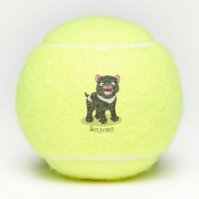 Niedlich hungriger Tasmanischer Teufel Cartoon Ill Tennisbälle (Vorderseite)
