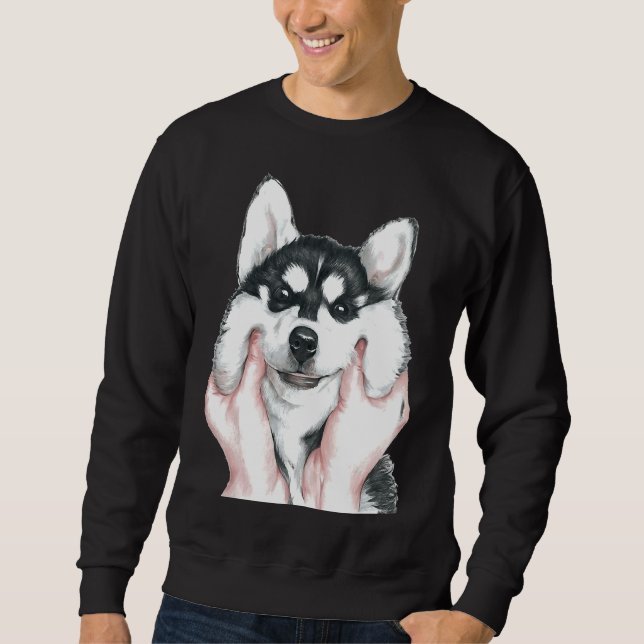 Niedlich Husky Dog Sweatshirt (Vorderseite)