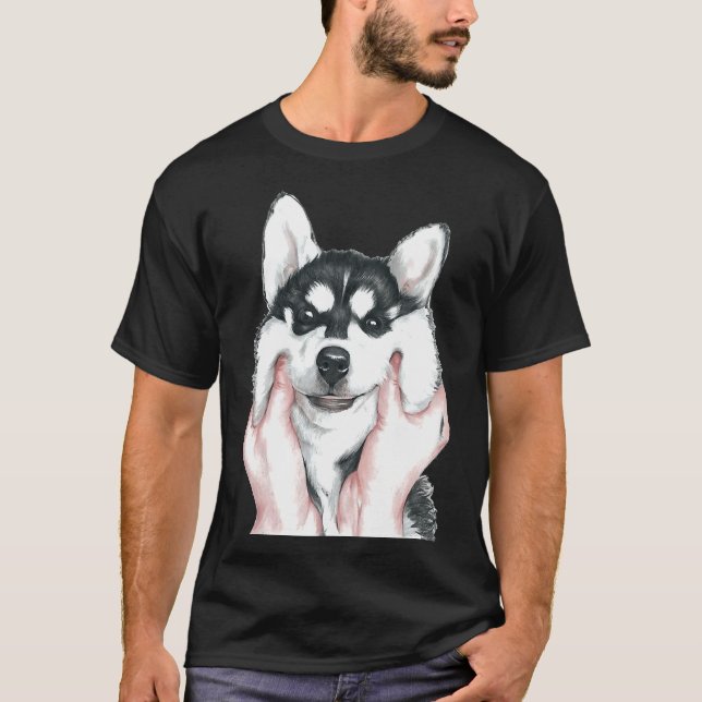 Niedlich Husky Dog T-Shirt (Vorderseite)