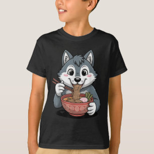 Niedlich Husky Eating Ramen Japanisch Kawaii Dog N T-Shirt