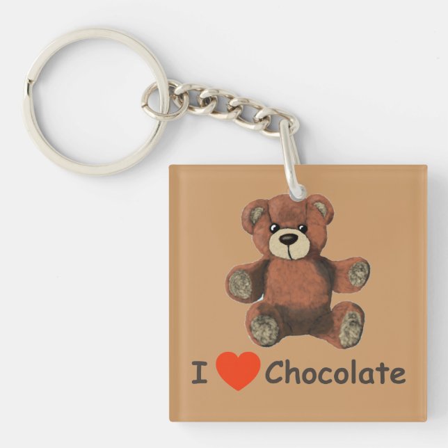 Niedlich I Herz (Liebe) Schokolade Teddy Bär Schlüsselanhänger (Vorderseite)