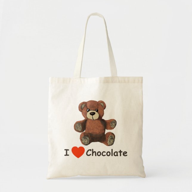 Niedlich I Herz (Liebe) Schokolade Teddy Bär Tragetasche (Vorne)
