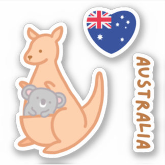 Niedlich I Liebe Kangaroo Koala Aufkleber