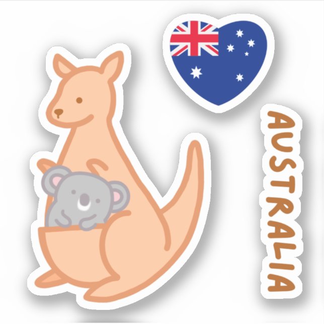 Niedlich I Liebe Kangaroo Koala Aufkleber (Vorderseite)