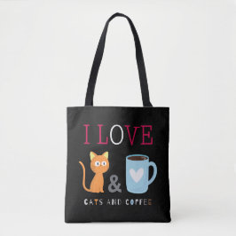 Niedlich I Liebe Katzen und Kaffee schwarz Tasche