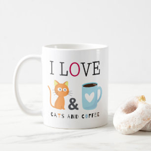 Niedlich I Liebe Katzen und Kaffee weiß Kaffeetasse