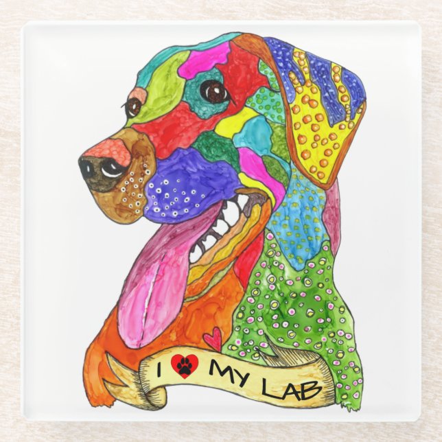 Niedlich I Liebe mein Labrador Hunde Glass Unterse Glasuntersetzer (Vorderseite)