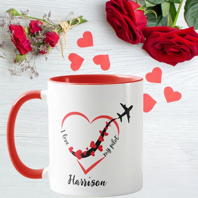 Niedlich I Liebe mein Pilot, Flugzeug & Herz, Vale Tasse (Von Creator hochgeladen)