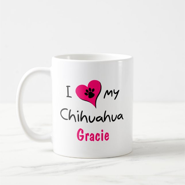 Niedlich I Liebe meine Chihuahua personalisierte M Kaffeetasse (Links)