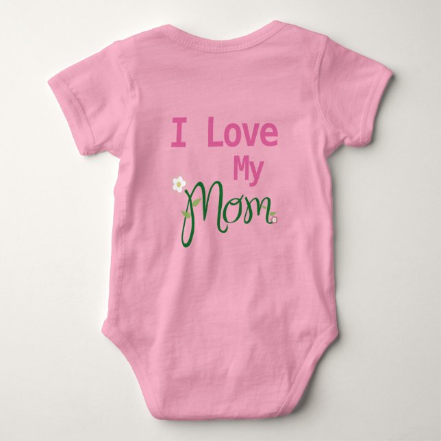 Niedlich I Liebe meine Mama Baby Girl Pink Baby Strampler (Rückseite)