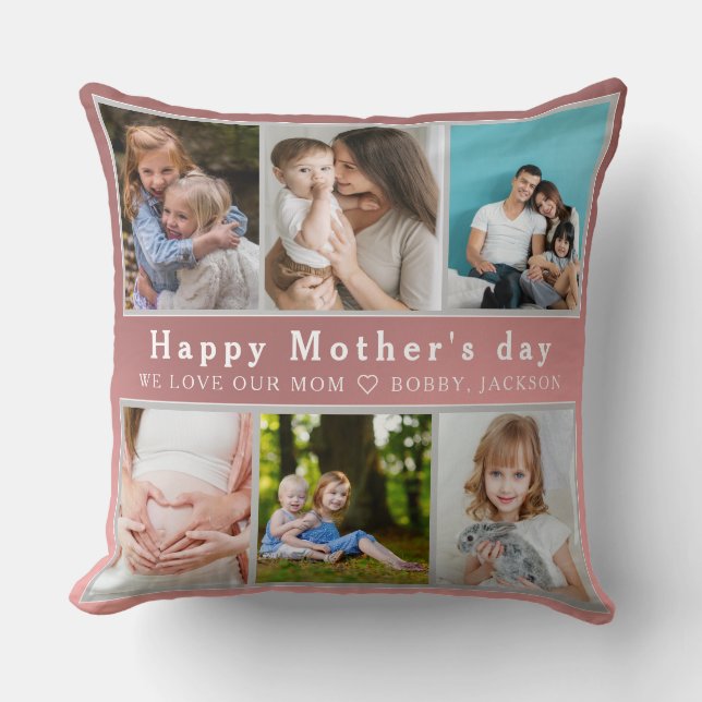 Niedlich I LIEBE YOU MAMA Happy Mother Day Foto Co Kissen (Vorderseite)