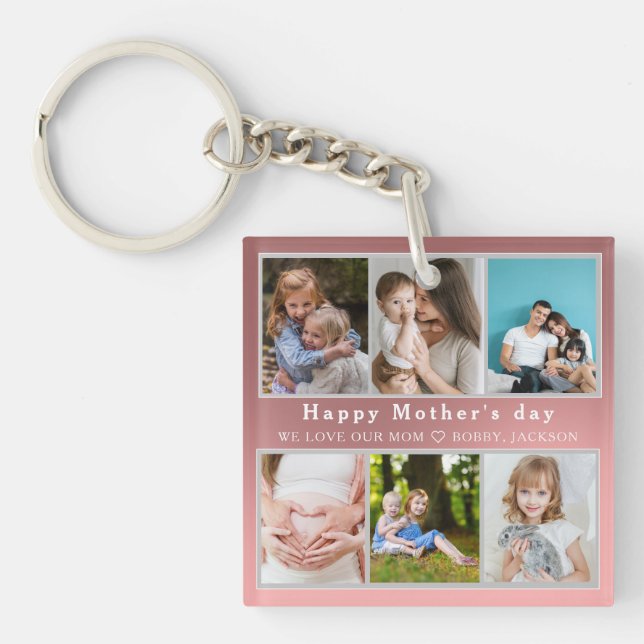Niedlich I LIEBE YOU MAMA Happy Mother Day Foto Co Schlüsselanhänger (Vorderseite)