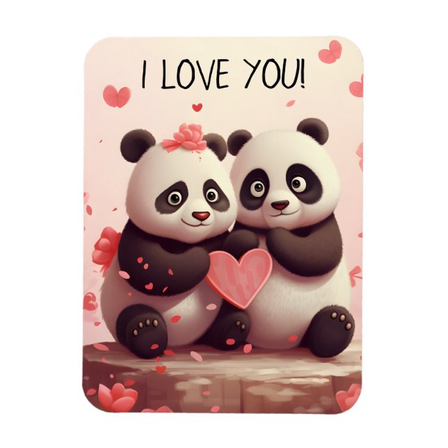 Niedlich I Liebe You Panda Valentine Magnet (Vertikal)