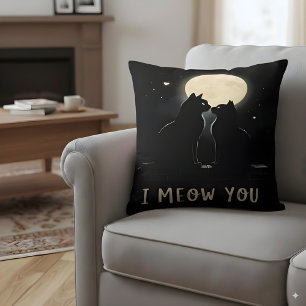 Niedlich "I Meow You" Schwarze Katzen in Liebe Kissen