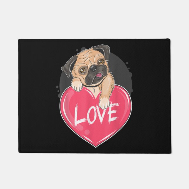 Niedlich I Steal Hearts Mops | Valentine Day Gift Fußmatte (Vorderseite)