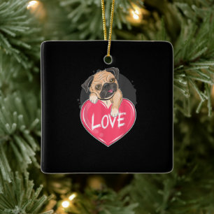 Niedlich I Steal Hearts Mops Valentine Day Gift Keramikornament