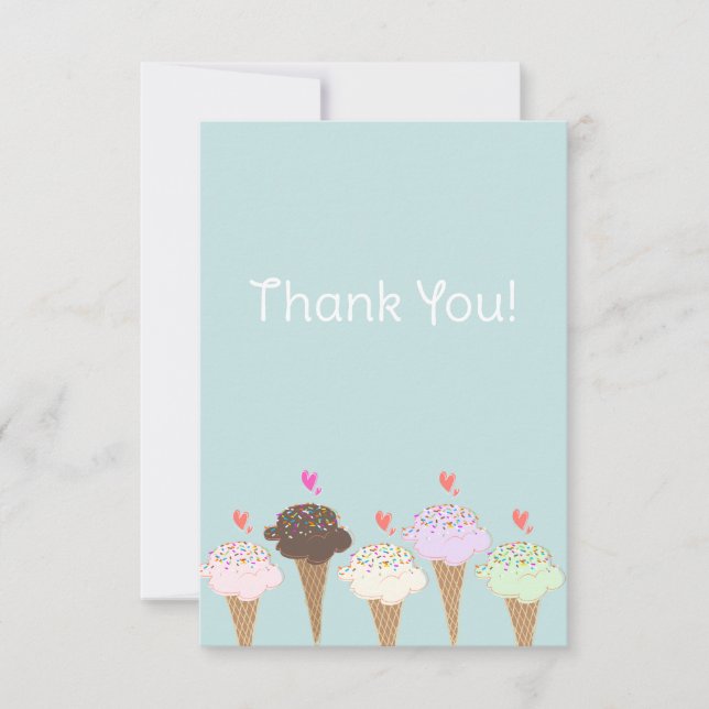 Niedlich Ice Cream Cone Vielen Dank Mitteilungskarte (Vorderseite)