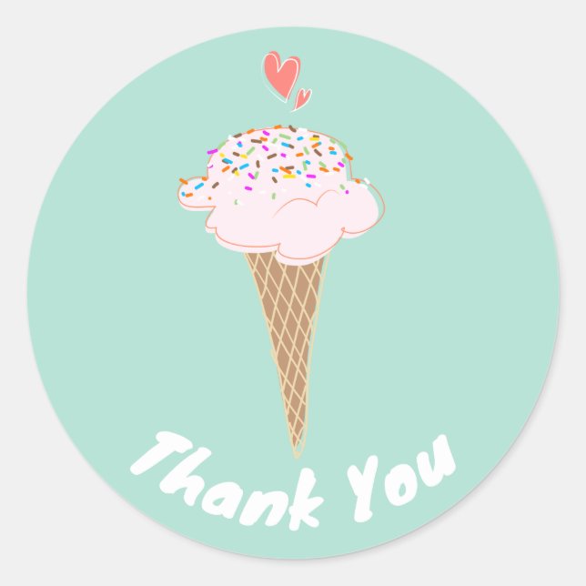 Niedlich Ice Cream Cone Vielen Dank Runder Aufkleber (Vorderseite)