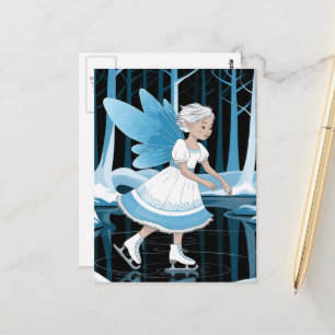 Niedlich Ice Skaten Faicy Winter Pond Postkarte