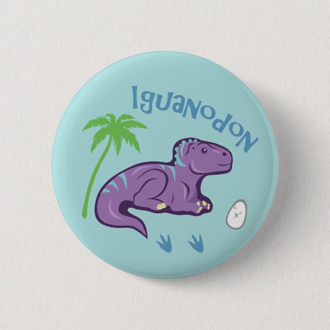 Niedlich Iguanodon Button (Vorderseite)